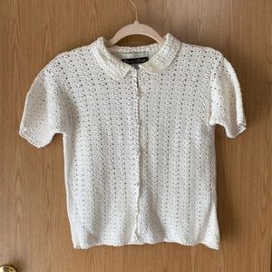 Vintage Knit Peter Pan Collar Cardigan Top